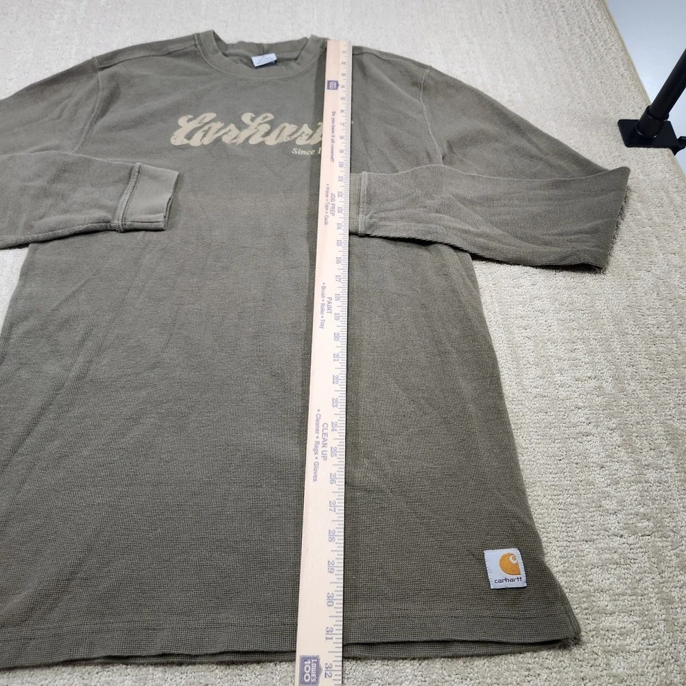 Vintage Carhartt Shirt Men Large Tall Thermal Waffle Knit Workwear Green Y2K - Picture 4 of 10